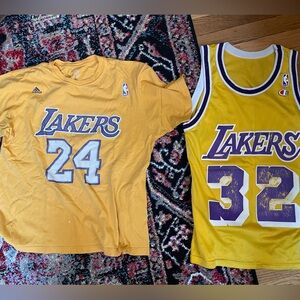 Magic Johnson jersey + Kobe Bryant T shirt Lakers bundle